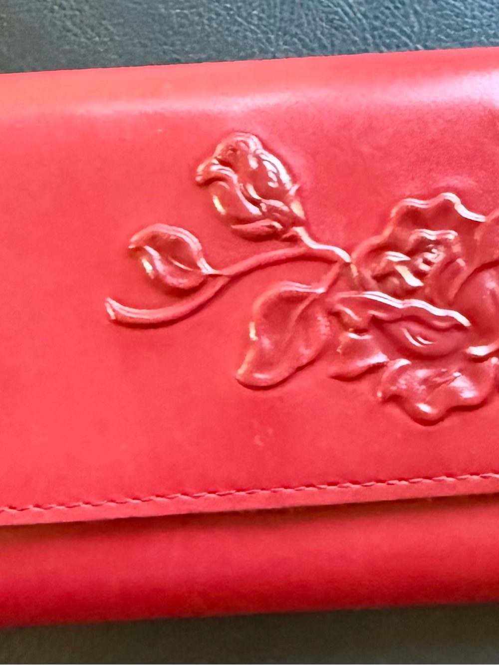 Patricia Nash Red Embossed Floral Wallet